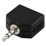 DELTACO Y-adapter for lyd, 1 x 3,5 mm ha til 2 x 3,5 mm ho