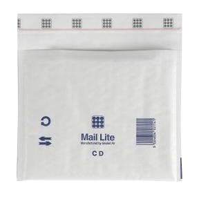 Kuplapussi Mail Lite CD 180x165mm valkoinen, 100 kpl