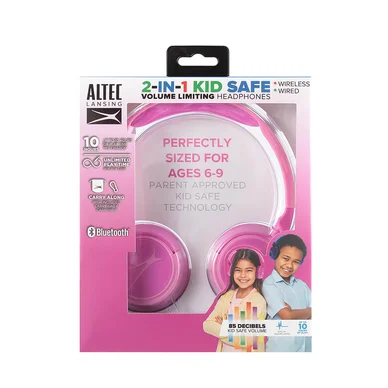 Altec Lansing 2in1 On-Ear Trådløs Høretelefoner Kids Lyserød