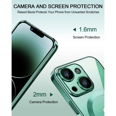Turtos alt Mobilskal MagSafe Transparent iPhone 15 Plus, Green