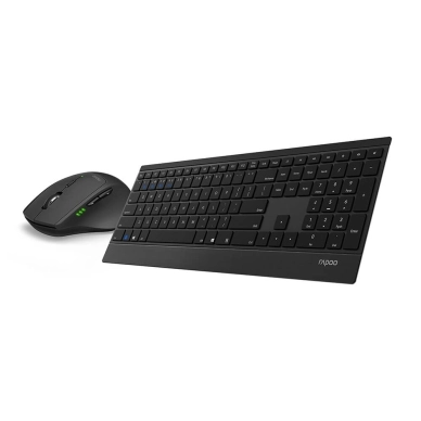 Rapoo alt Keyboard/Mus Nordisk Layout 9500M Multi-Mode Trådløs Sort