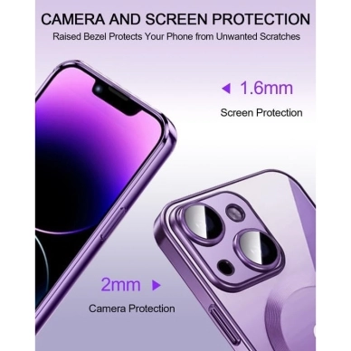 Turtos alt Mobilskal MagSafe Transparent iPhone 15, Purple