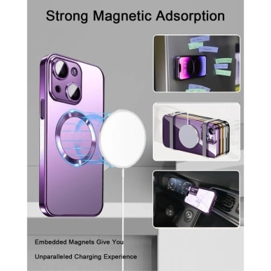 Turtos alt Mobilskal MagSafe Transparent iPhone 15, Purple