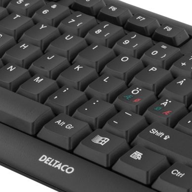 DELTACO alt Deltaco tangentbord, nordisk layout, USB, svart