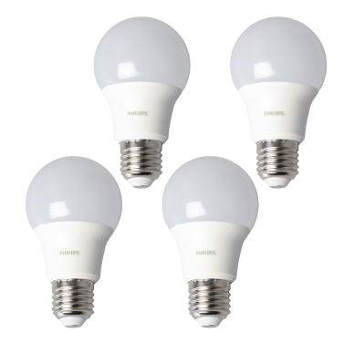 Philips LED-standardpære E27 8W/827 4-pak