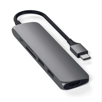 Satechi alt Satechi Slim USB-C Multi-Port ‑sovitin V2, Space Grey