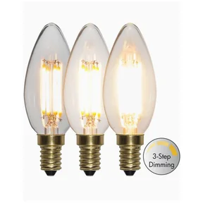Kronepære 3-trinns dimbar E14 LED 4W 2100K 400 lumen
