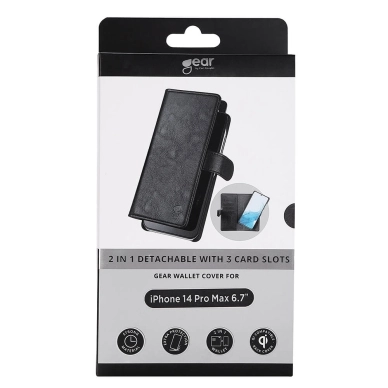 Gear alt GEAR-lompakkokotelo iPhone 14 Pro Max 2in1, musta