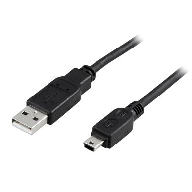 DELTACO alt DELTACO USB 2.0 kabel Typ A Hane - Typ Mini B Hane 1m, svart