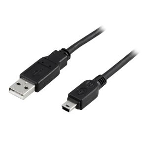 DELTACO USB 2.0 kabel Type A han - Type Mini B han 1m, svart