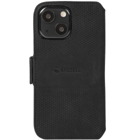 Krusell Leather Wallet iPhone 13 Mini, Sort