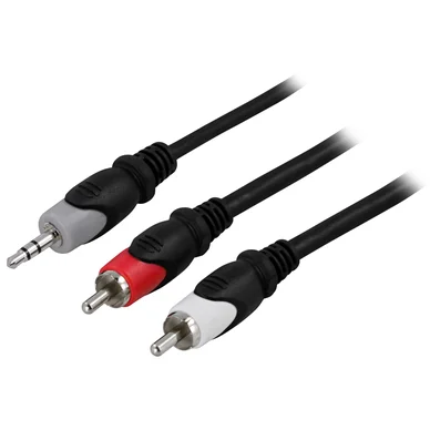 DELTACO Lydledning 3,5 mm ha - 2 x RCA ha 5 m, sort