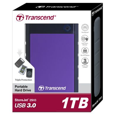 Transcend alt Transcend 2,5” ekstern harddisk, 1 TB USB 3.0, violet