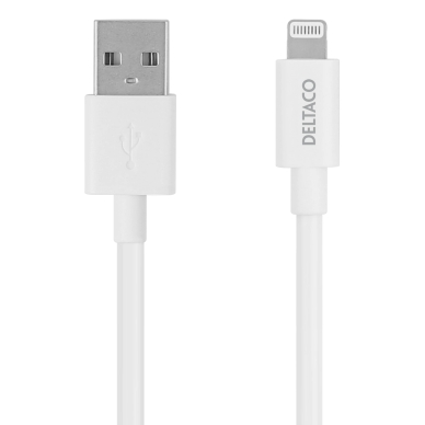 DELTACO alt Deltaco Ladekabel USB-A til Lightning, 0,5 m, hvid
