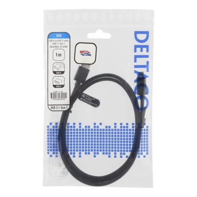 DELTACO alt Deltaco Latauskaapeli USB-A–USB-C, 1 m, musta
