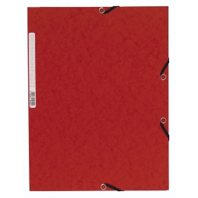 Elastikmappe, karton 3-kl A4 rød, 10stk.