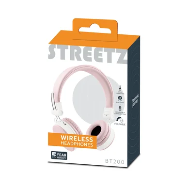 Streetz Foldbar on-ear BT headset, 3,5 mm, lyserød