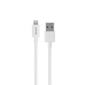 Deltaco Ladekabel USB-A til Lightning, 3 m, hvid